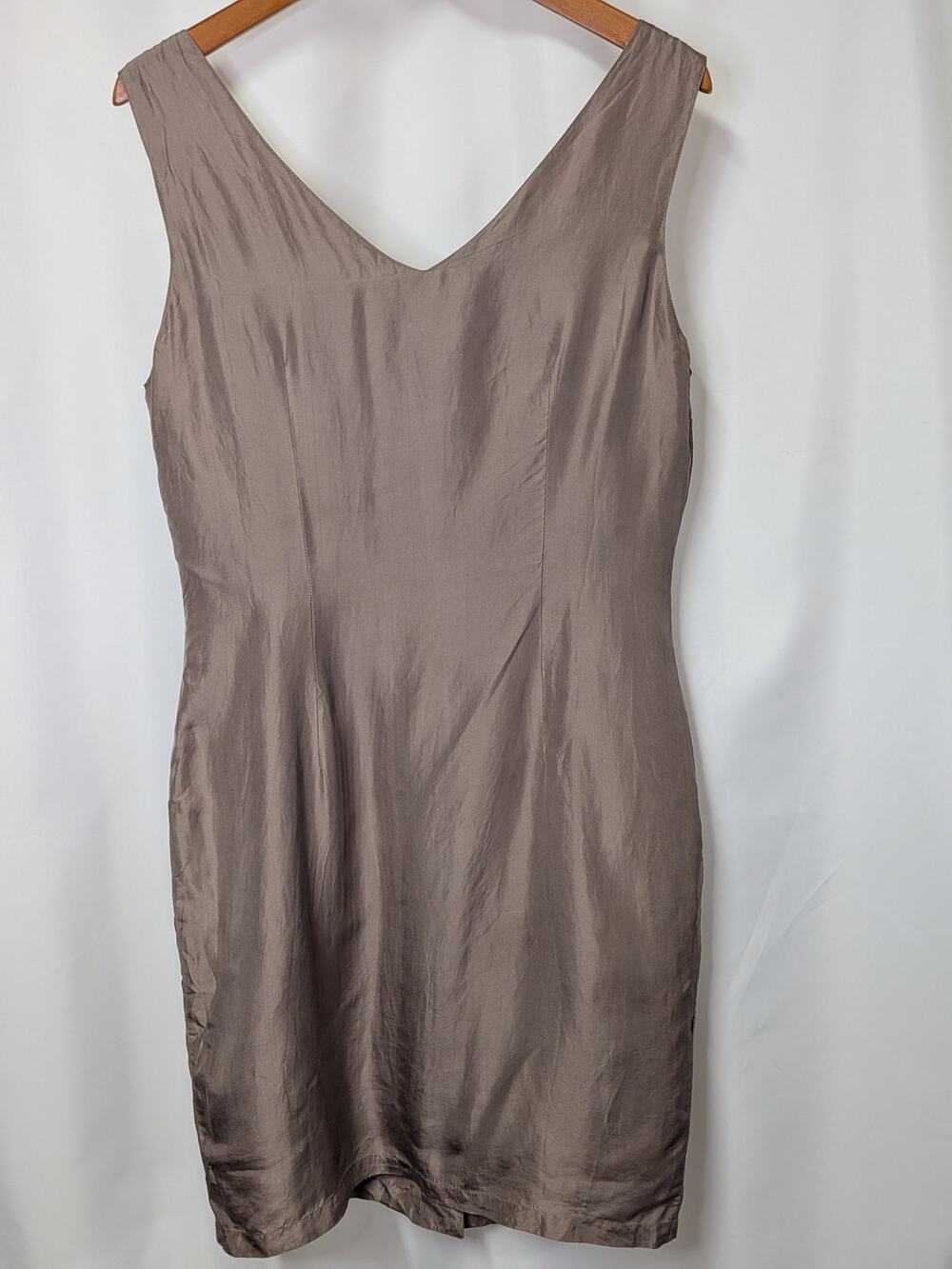 Vintage 1990s Silk Sleeveless V-Neck Button-Down Dress - Size 11